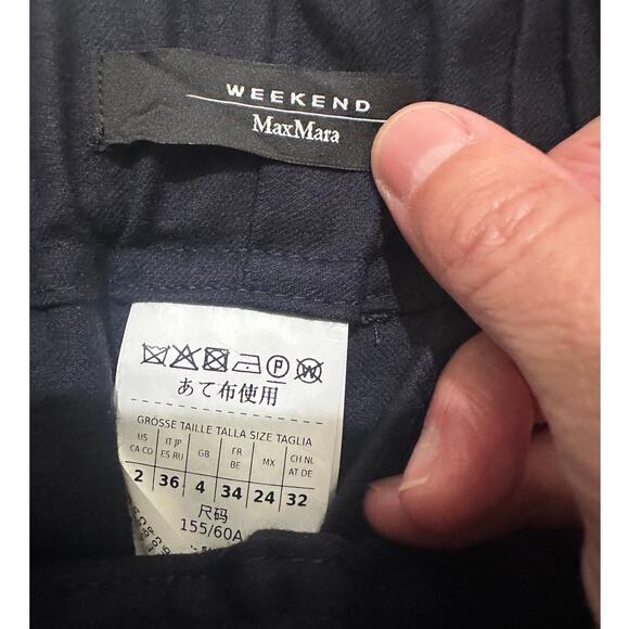 Max Mara Weekend Women's Hateley Soft Wool Flannel Pull-on Trousers Navy, size 2 - Picture 3 of 10